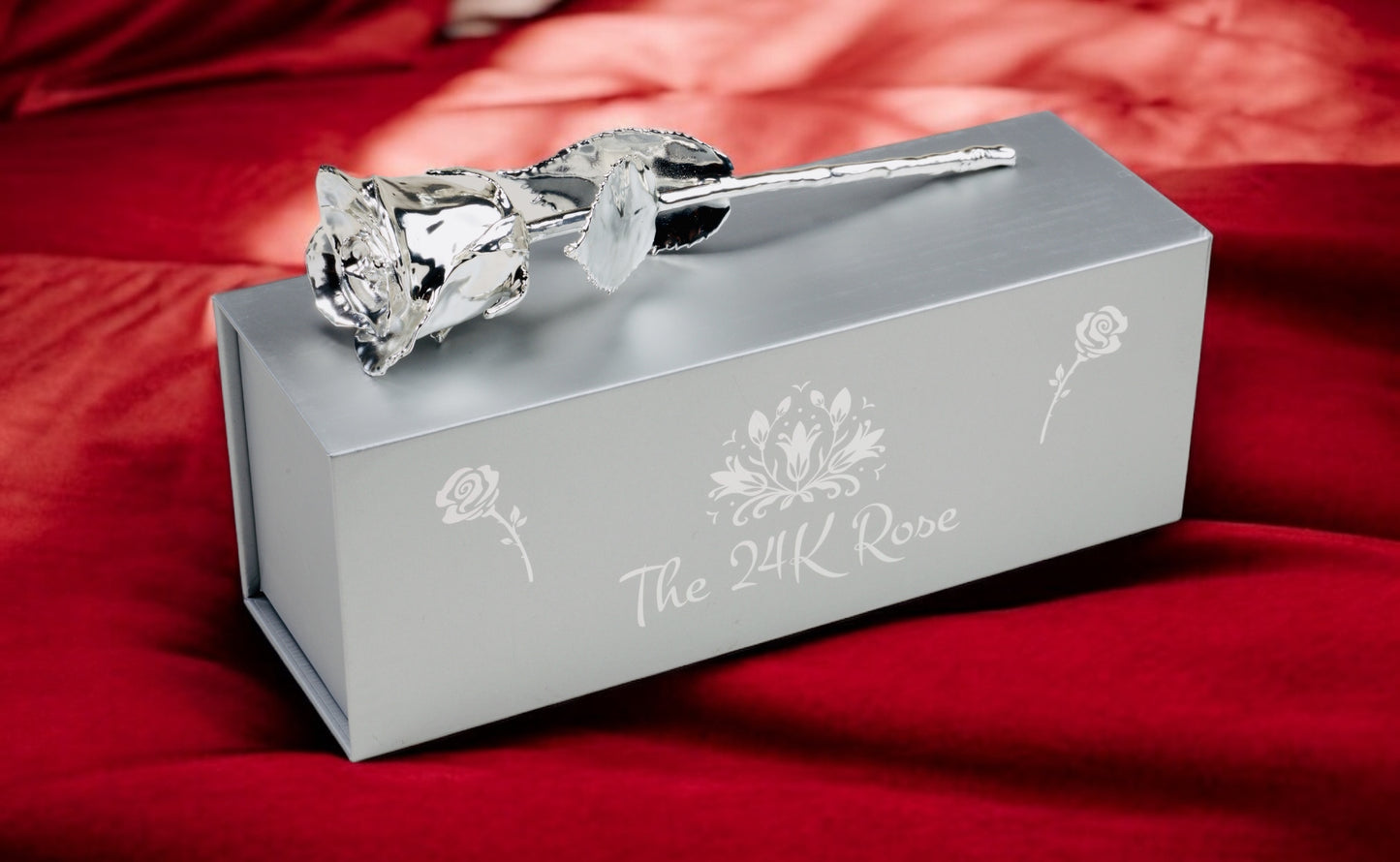 Silver Plated Real Rose (Short stem)