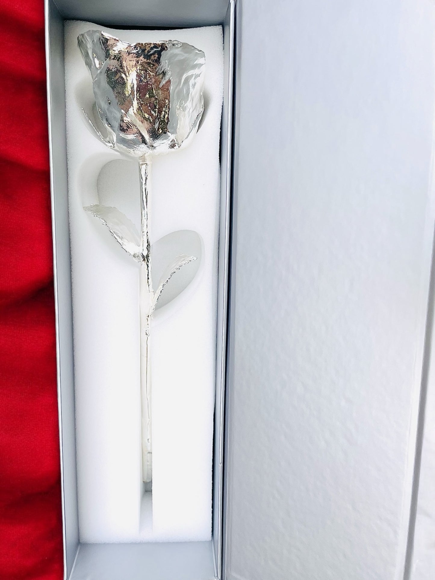 Silver Plated Real Rose (Long stem)
