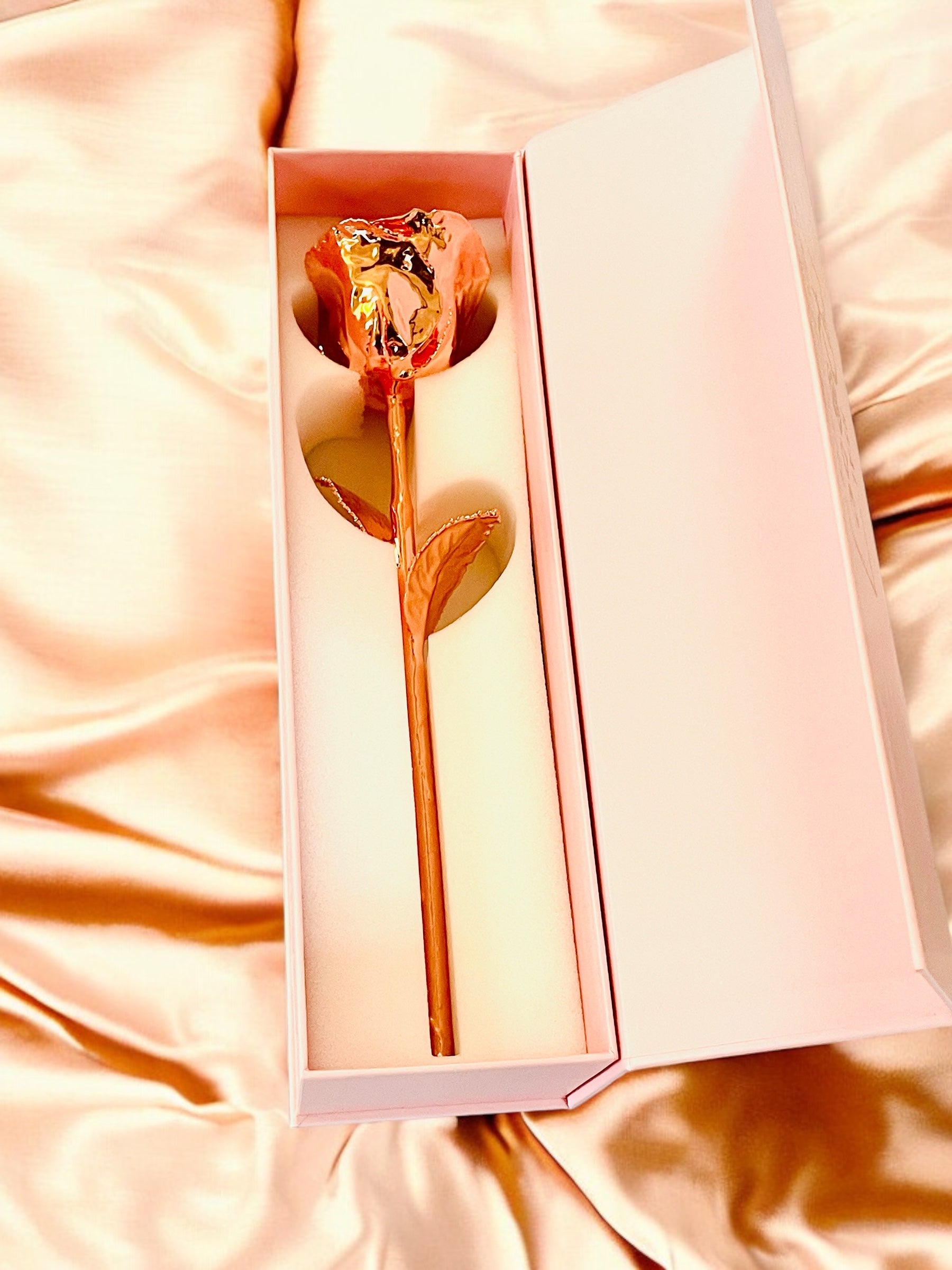 24K Rose Gold Plated 100% Real Rose 11" tall