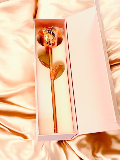 24K Rose Gold Plated, Rose (Long stem)