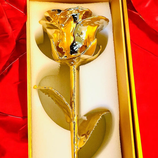 24K Gold Plated Real Rose (Long stem) (4 PACK)
