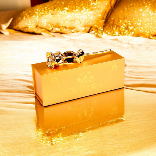 24K Gold Plated Real Rose (Short stem) (4 PACK)